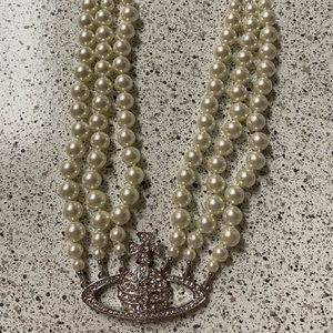 Vivienne Westwood Silver Triple Pearl Necklace